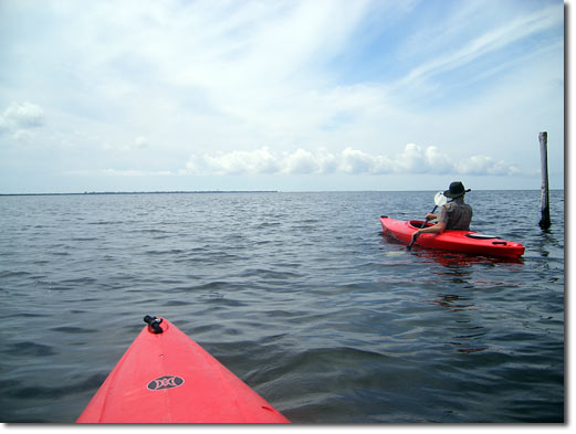 Jason Gerhardt scopes out an oyster reef in Pamlico Sound, NC